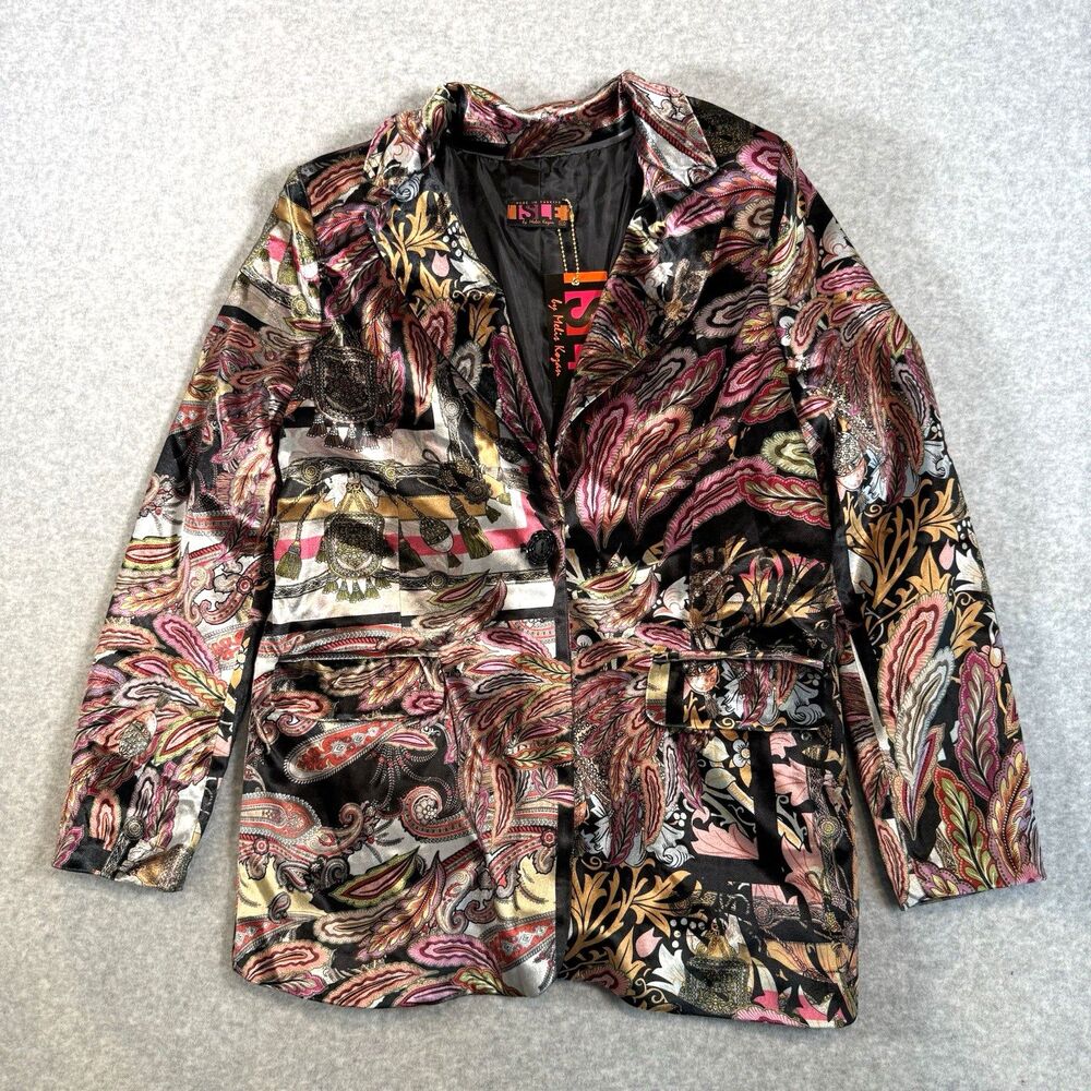 ISLE Melis Kozan Blazer Paisley Velvet Jacket Art to Wear Eclectic Baroque XS